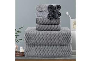 KEBURY 8-Piece Gray Bath Towels Set,2 Oversized Large Bath Towels Sheet,2 Hand Towels and 4 Washcloths - 600 GSM Soft Luxury Towel Set,Highly Absorbent Quick Dry Towel Collection for Bathroom,Hotel and Spa