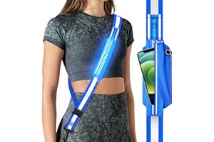 Fokia Kunbio LED Reflective Belt Sash for Walking at Night, Night Running Safety Gear High Visibility Rechargeable LED Light Up Running Belt for Runners Walkers Men Women