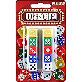 HENBRANDT Dice Set, 10 Pack of Hexahedron Dice in 5 Colors, Durable Plastic Material, 1.4cm Size, Perfect for Board Games, Pa