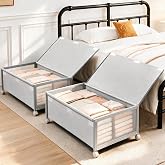 Fokyfok 2Pack Under Bed Storage Containers,12 inch Height,31 inch Long | Under Bed Shoe Storage,Underbed Storage with Wheels,Large Rolling under bed Clothes Storage Drawers,Lid,Dorm Tall,Grey
