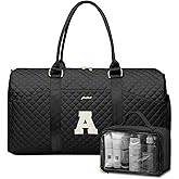 Women Weekender Travel Duffle Bag: Initial Duffel Overnight Bags with Shoe Compartment Large Carry on Tote with Toiletry Bag Weekend Traveling Yoga Gym Hospital Bag for Women with Wet Pocket Letter A