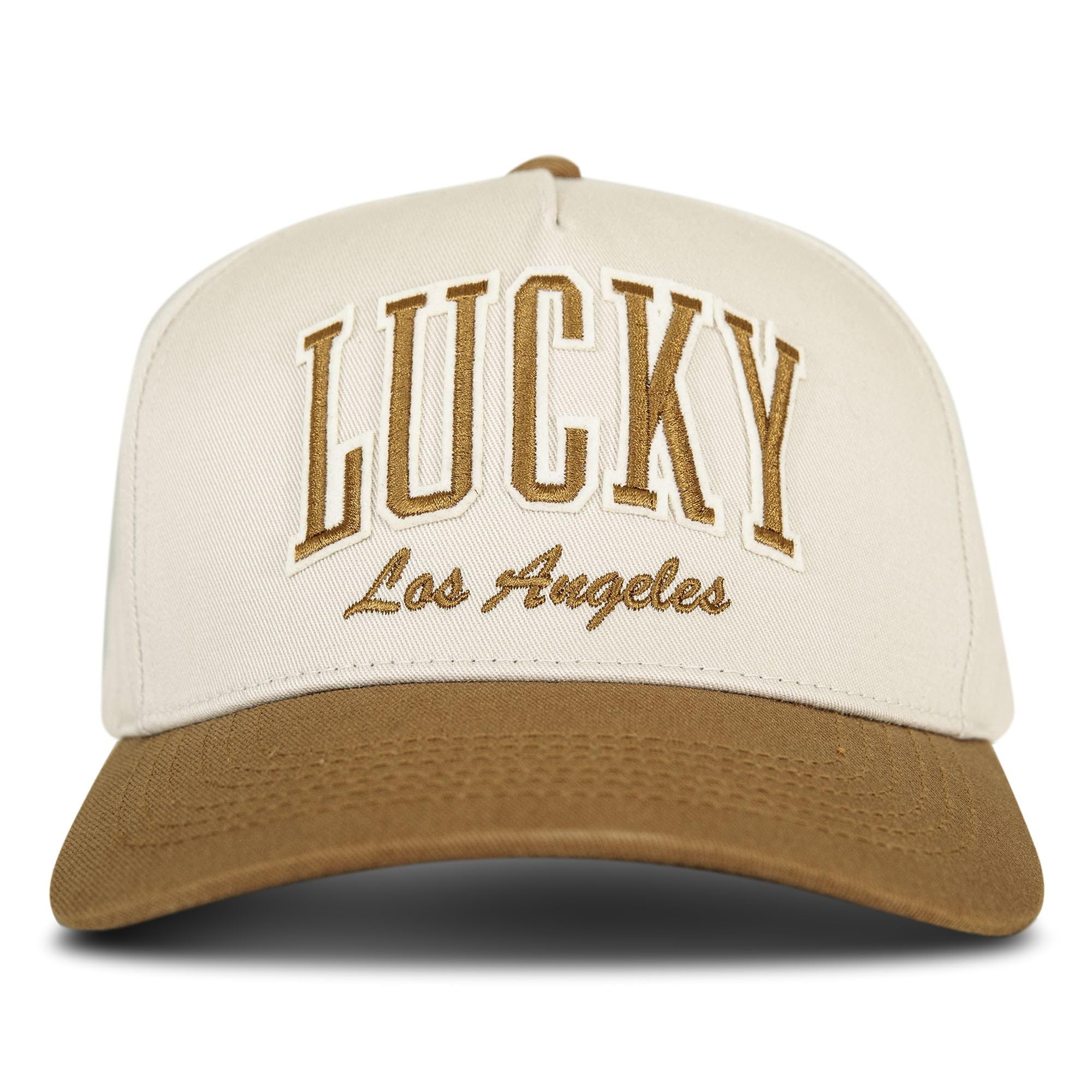 Lucky Brand Cotton Embroidered Baseball Cap with Adjustable Straps for Men and Women (One Size Fits Most), Varsity-Tan