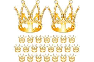 YULEJO 24 Pcs Crown Cake Topper Mini Baby Crown Tiny Queen Crown Small Princess Headpiece Cake Decoration for Women Lady Girl Bridal Wedding Royal Themed Baby Shower Decor Birthday Party (Gold)