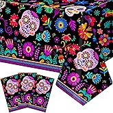 Frienda 3 Pcs Day of the Dead Tablecloth Dia De Los Muertos Decor 54x108in | Fiesta Floral Disposable Table Covers, Sugar Skull Birds for Mexican Party Halloween Party Supplies