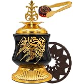 Bakhoor Burner for Oud Resin Frankincense – Black Ceramic Incense Burner | Glazed body, Arabic calligraphy in gold • Removable crown lid • Gold pedestal • 5.5 in tall • Marble gift box included