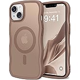 CAPRARO Cute for iPhone 13 Case & iPhone 14 Case, Compatible with MagSafe, [Curly Wave Edge] [Camera Protection] [14 FT Drop Protection] Magnetic for iPhone 13/14 6.1 Inch, Brown