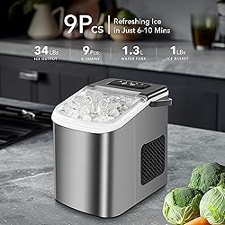 MAXEVE Ice Maker Countertop, 34LBs/24H Ice