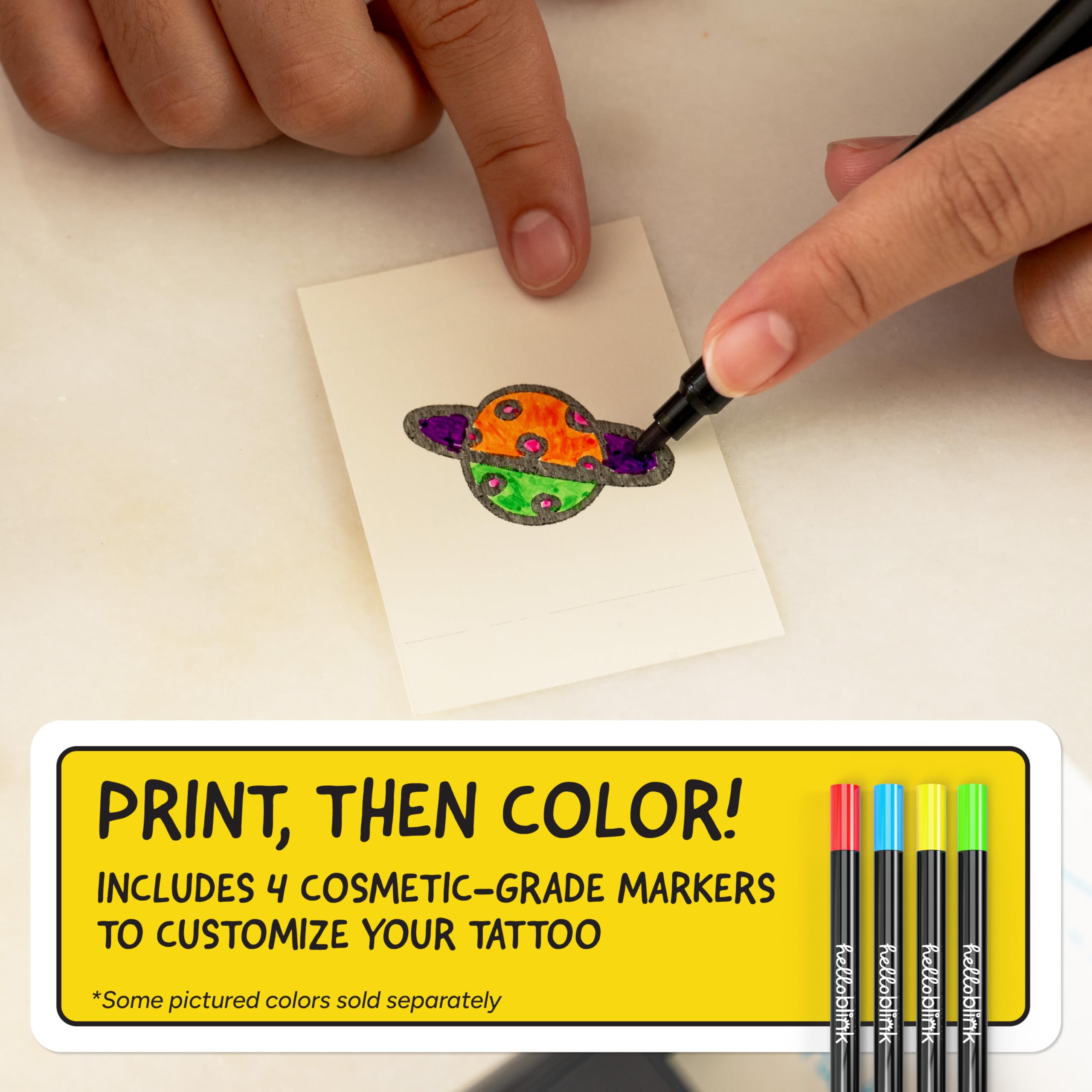 Hello Blink Tattoo Maker Create and Print Custom Temporary Body Art for Kids Ages 8+ – DIY Activity for Parties, Gifts & Creative Fun