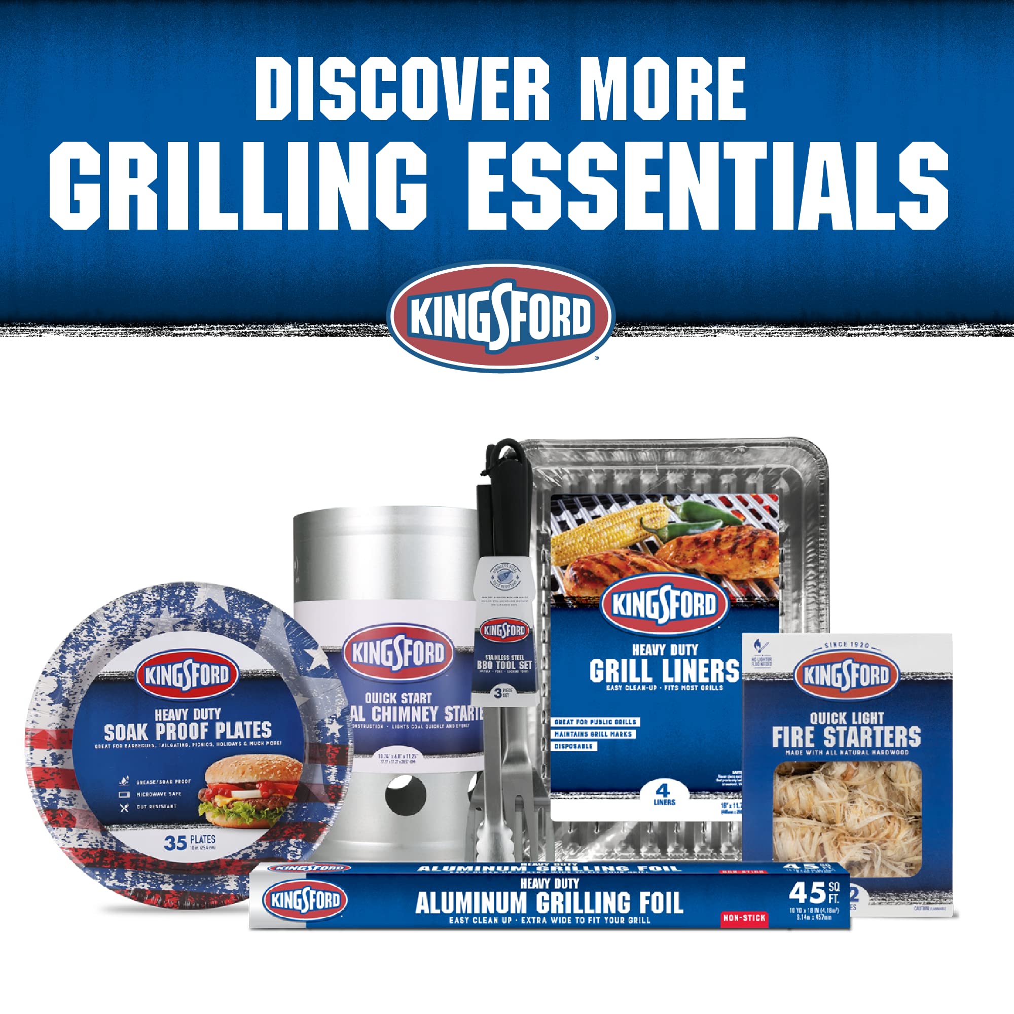 Kingsford Grilling Fish & Veggie Griller, Non-Stick Aluminum Grill Liner, Prevents Food from Falling through Grill Grates, 16