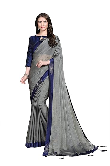 Women's Jacquard Chiffon Saree With Unstitched Blouse Piece