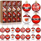 Syhood 16 Pcs Santa Claus Christmas Ball Ornaments Red and White 2.36 Inch | Santa Suit Christmas Tree Decorations, Shatterproof Plastic Xmas Baubles for Xmas Tree Wreath Holiday Office Indoor Decor