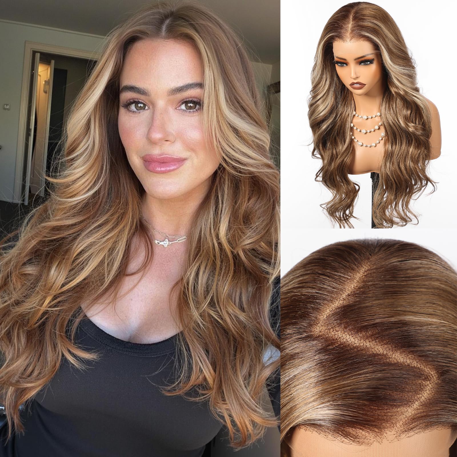 Photo 1 of HAIRCUBE 13×6 Glueless Lace Front Wavy Wig, 26 Inch Lace Synthetic Wigs for Women Ash Brown Color