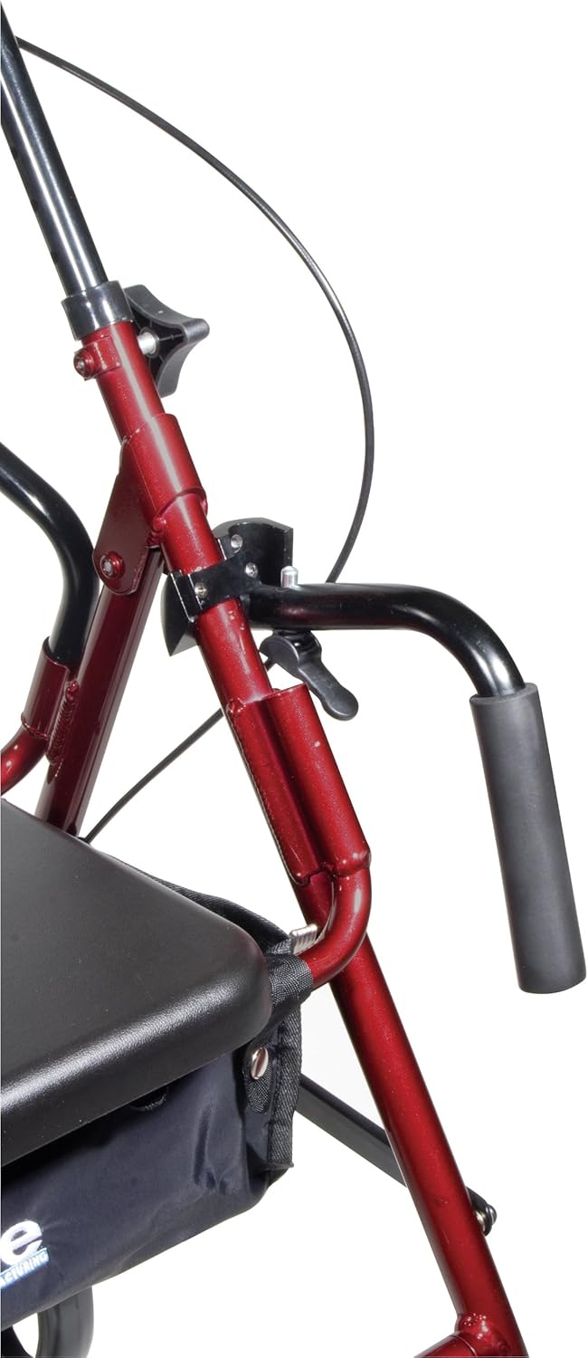 Drive Medical Duet Transport Wheelchair Rollator Walker, Burgundy: Health & Personal Care