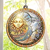 OASSIE Spiritual Gifts for Men Women - Double Layered Hanging Suncatcher 6 in - Sun and Moon Decorations, Birthday Gifts for Mom Dad Family, Friend, Celestial Boho Home Décor