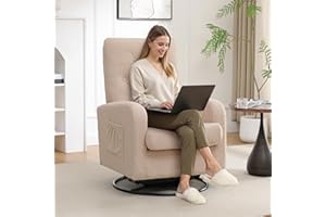 YUUIJOAA Swivel Chairs for Adults, Nursery Glider Rocking Chair High Back Glider Rocker Nursery Chairs for Living Room Bedroom (New Beige)