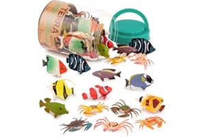 Terra by Battat – 60pcs Tropical Fish & Crab Toys – Mini Plastic Ocean Animal Figurines for Kids – Realistic Sea Creatures in Tube – Sensory Educational Playset for Toddlers Ages 3+
