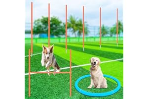 Glimin Dog Agility Training Equipment Dog Agility Set Training Kit Dog Obstacle Course Backyard Includes Weave Poles Adjustable Hurdle Pause Box Outdoor Games for Dog Pet Indoor Outdoor Backyard