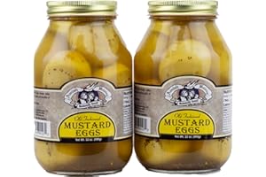 Amish Wedding Pickled Eggs in Your Choice of 5 Different Varieties, 32 oz. Jars (Mustard, 2 Jars)