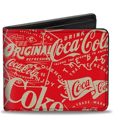 Amazon.com: Buckle-Down Coca-Cola Bifold Wallet | Coke Text Logo