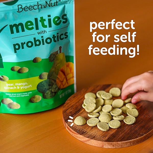 BEECH-NUT PROBIOTIC MELTIES BABY & TODDLER SNACK MELTS, PEAR MANGO SPINACH YOGURT, 1 OZ (7 PACK)