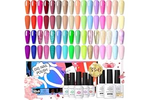 Born Pretty Neon Gel Nail Polish Set Spring Summer Pastel Color Gel Polish with Base Top Coat Blooming Gel Nude Pink Yellow Green Blue Glitter Colors Gel Polish