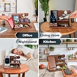 Teslyar Wood Phone Docking Station Ash Nightstand Organizer Brown view 5