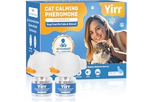 Yirr Cat Calming Diffuser, 4 in 1 Kitten Pheromones Calming Diffuser, Multicat Calming Diffuser, Relaxing Pheromone for Cat Relief Stress Anxiety Fighting Scratching, 2 Diffuser 2 Refill(48ml)