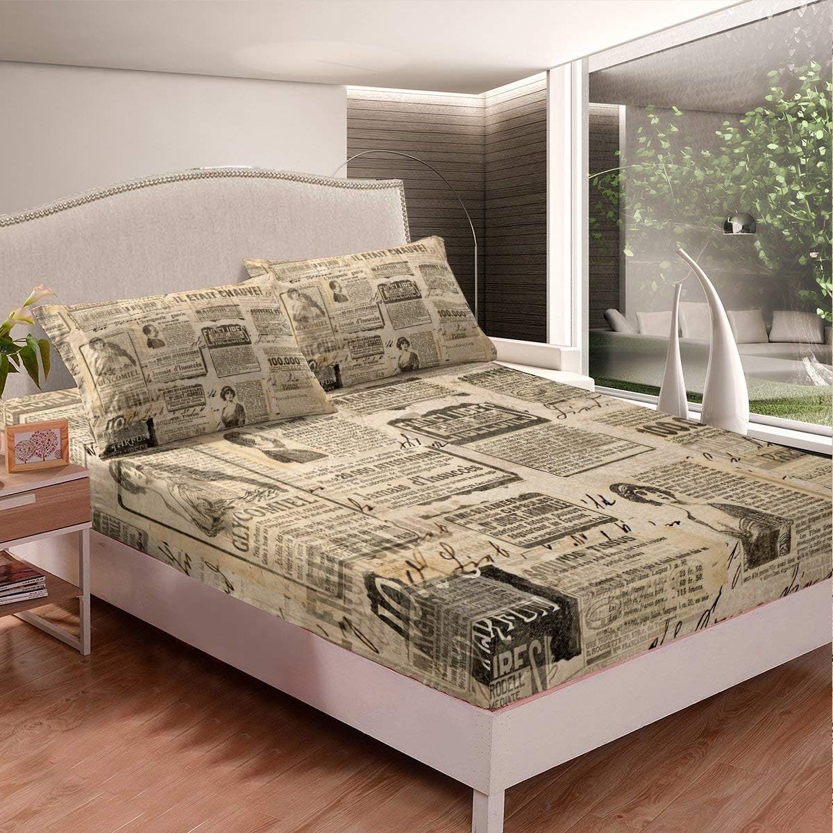 Erosebridal Newspaper Bedding Set Paris Fashion Show Sheet