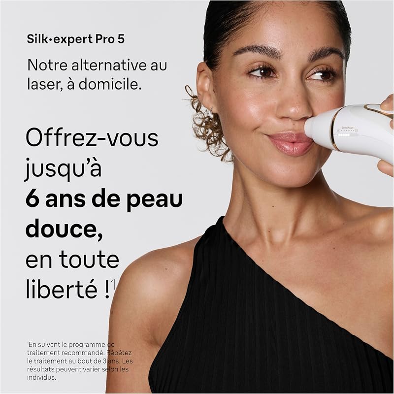 Epilateur Lumiere Pulsee Silk·expert Pro 5 PL5262, Blanc et Or