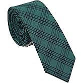 ZENXUS Cotton Skinny Tie for Men, Slim Neckties Plaid and Striped