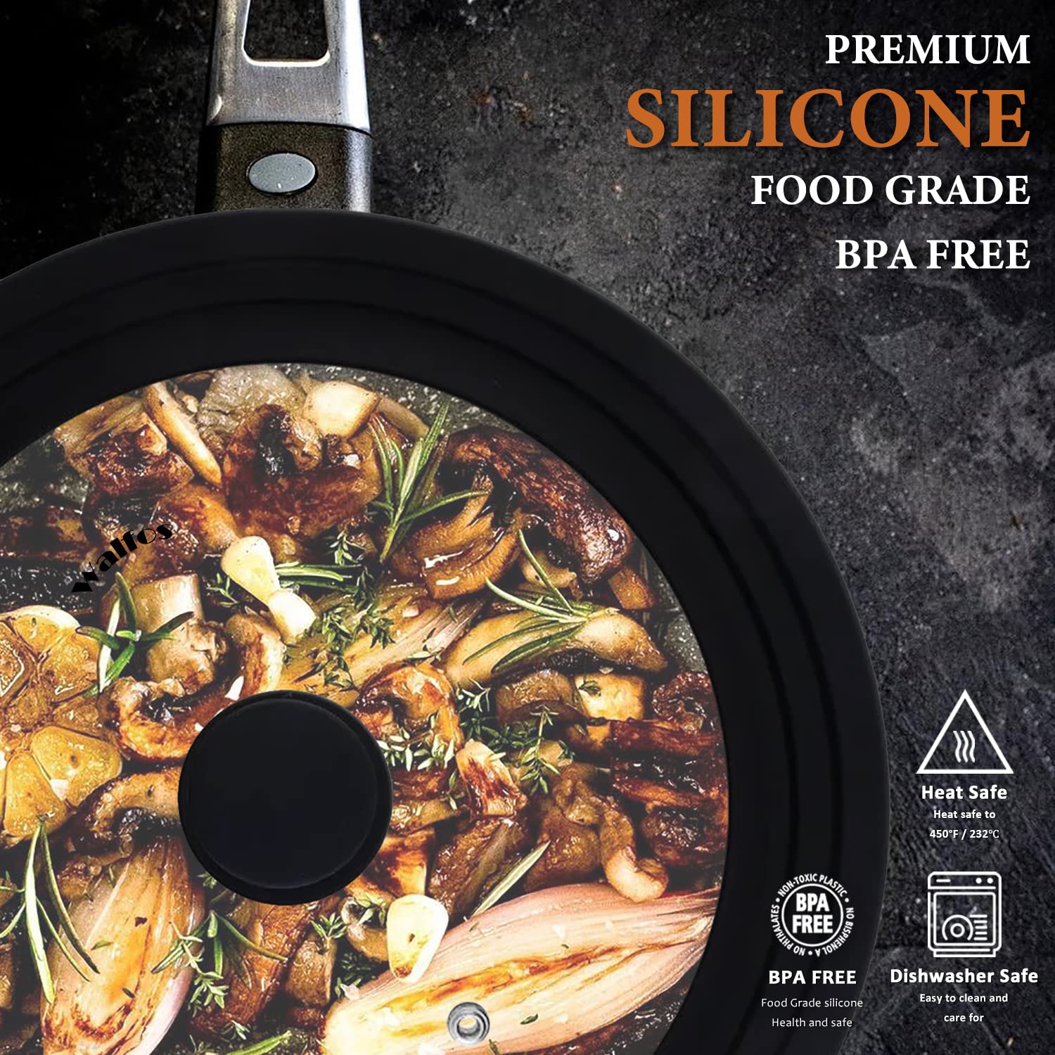 Universal Lid for Pots, Pans and Skillets - Tempered Glass with Heat Resistant Silicone Rim, Fits 10