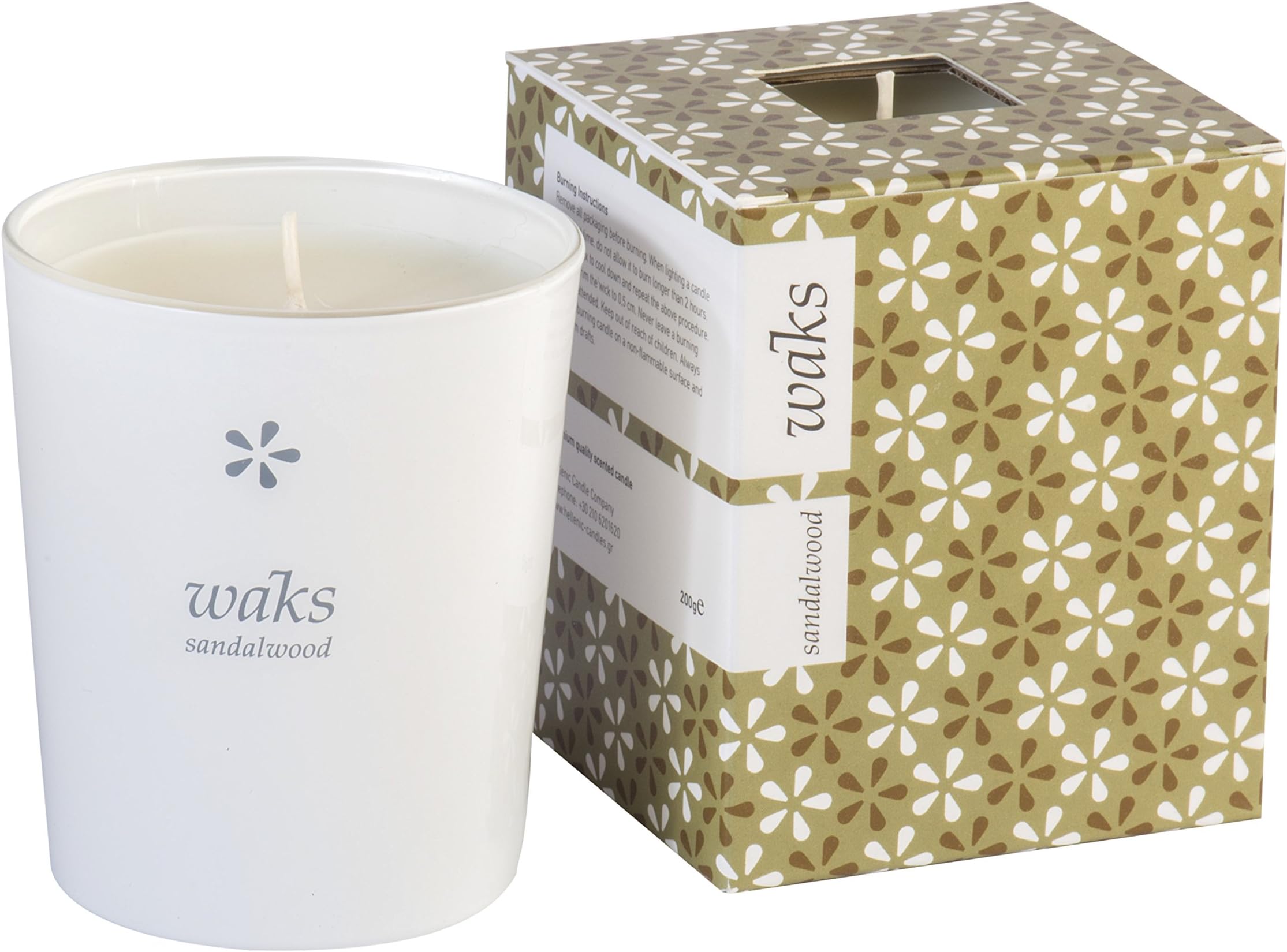 WAKS wg7585sandalwood Candle Wax White 8.5 x 8.5 x 10 cm
