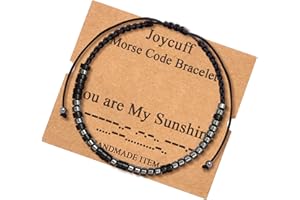 JoycuFF Inspirational Morse Code Bracelets for Men Women Mothers Day Fathers Day Birthday Christmas Gifts for Mom Mother Father Daughter Aunt Grandmother Jewelry Cord Wrap Memorial Graduation