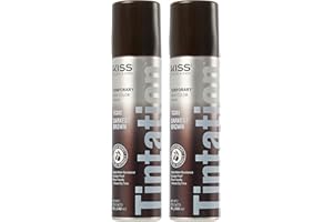 RED by Kiss Tintation Temporary Hair Color Spray, Instant Gray Root Cover Up, Water-Resistant, Smudge-Proof, Easy Wash Out, Hairline & Barber Touch-Up, Quick Dry (2 Pack) (Dark Brown)