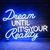Dream Until Its Your Reality Neon Sign,16.9x12.6in 5V USB Decorfor Wall Decor, USB Powered Switch Neon Lights lighting adjustable for Office Room, Gym Room, Man Cave, Gamer Room,Classroom Decor