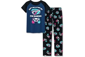 Tebbis Boys' Pajamas Set - Soft 2-Piece Short Sleeve & Pants PJs with Gamer Design for Kids Size 6-18