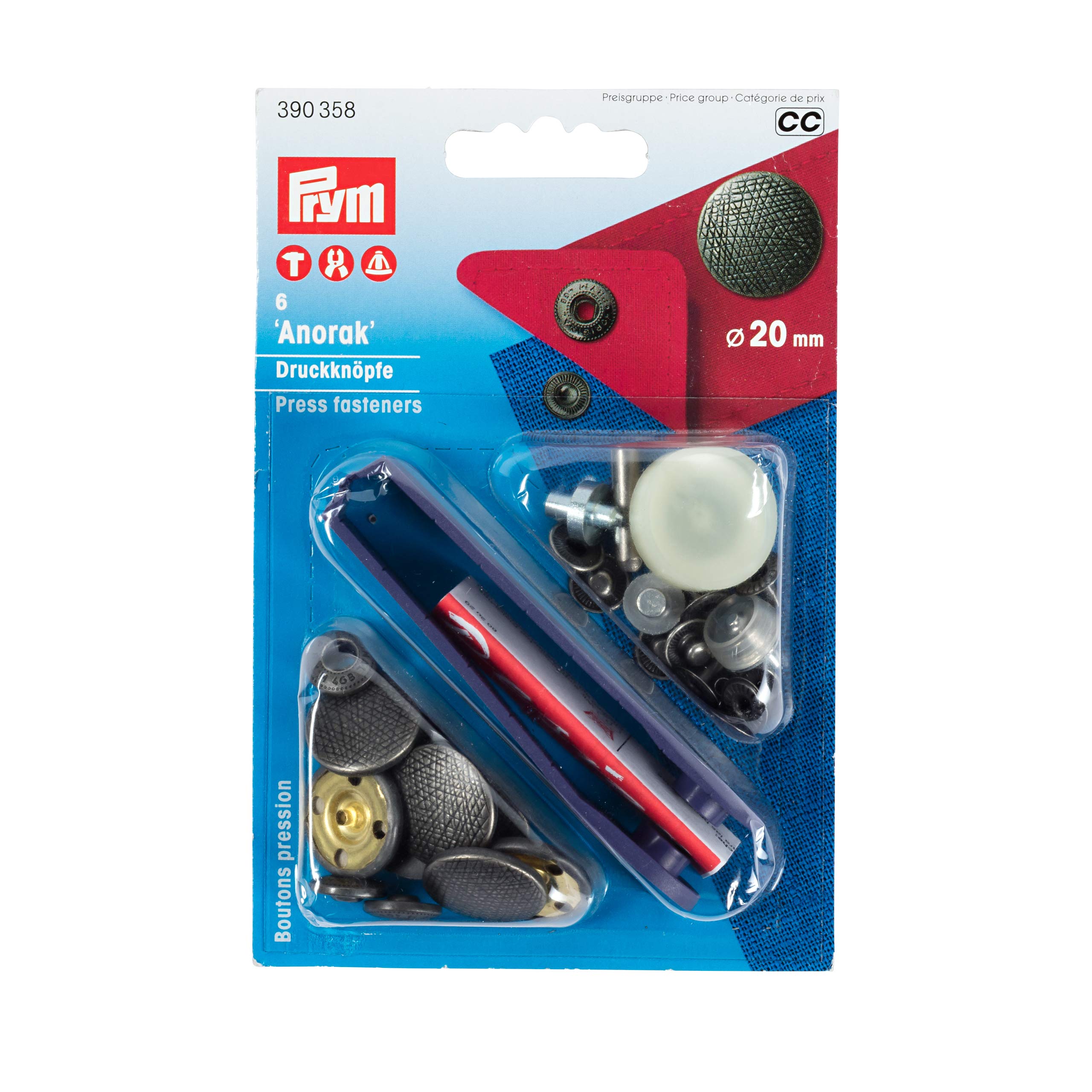 Prym - Prym Anorak Design Spirit Antique Silver (20mm) Non-Sew Press Fastener - 1 Unit