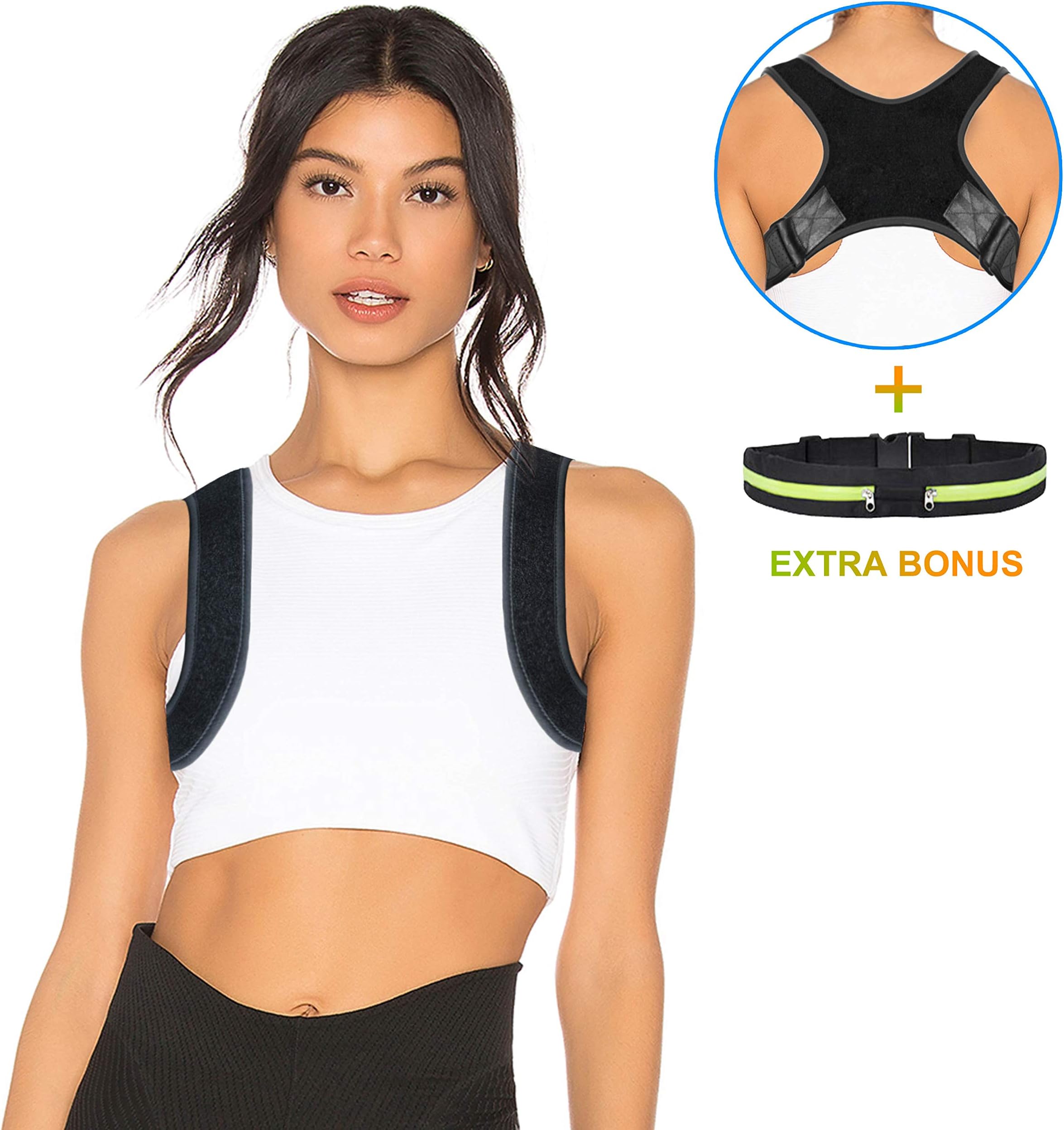 Posture Corrector for Men & Amdieu 2020 Upper Back Brace Clavicle Support - Comfortable Effective Adjustable Shoulder Support for Neck Pain Relief
