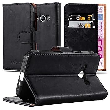 Cadorabo Hülle für Samsung Galaxy Xcover 3 - Hülle in Graphit SCHWARZ – Handyhülle im Luxury Design mit Kartenfach und Standfunktion - Case Cover Schutzhülle Etui Tasche Book