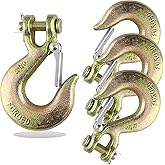 AYAYGD 4 Pack 3/8" Clevis Slip Hook with Safety Latch, Heavy Duty Safety Chain Hook for Grade 70 Transport Chain, 18000lbs Capacity Load for Trailer Truck Transport Tow Winch Hooks