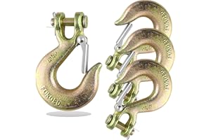 AYAYGD 4 Pack 3/8" Clevis Slip Hook with Safety Latch, Heavy Duty Safety Chain Hook for Grade 70 Transport Chain, 18000lbs Capacity Load for Trailer Truck Transport Tow Winch Hooks