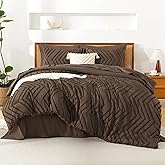 Litanika Oversized King Size Comforter Set with Sheets Brown - 7 Pieces Bed in a Bag Oversized King Boho Tufted Complete Bedding Sets with Comforter, Sheets, Pillowcases & Shams