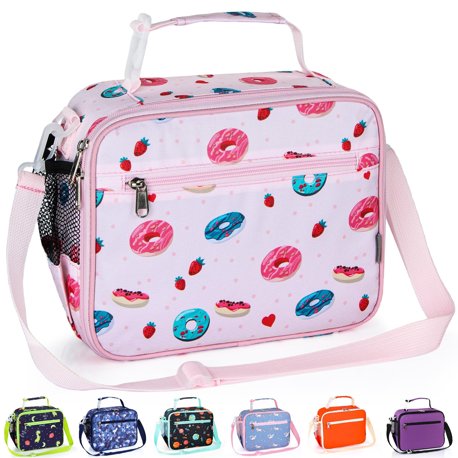 Homtibrm Insulated Lunch Bag, Kids Lunch Cool Bag with Adjustable Strap, Waterproof Lunch Box Bag for Adults Kids Boys Girls Work School Picnic