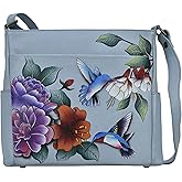Anna by Anuschka Women's Hand-Painted Genuine Leather Crossbody with Side Pockets