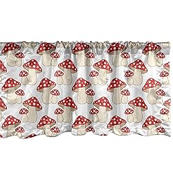 Ambesonne Mushroom Window Valance, Cartoon Style