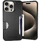 Scooch for iPhone 15 Pro Max Case with Card Holder, Moneymate Wallet Case with Hidden Card Slot and Protection for 4 Cards, 10-Foot Drop Protection, Black