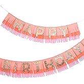 Meri Meri Rainbow Fringe Happy Birthday Banner - 8' Party Garland with Excess Cord