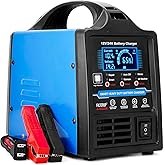 12V 24V Lead-Acid Battery Charger Heavy Duty, 0-15A Smart Automatic Battery Maintainer, Trickle Charger with Repair, Auto Off, Winter & Summer Mode, for Car Truck Boat Motorcycle RV Lawn Mower (Blue)