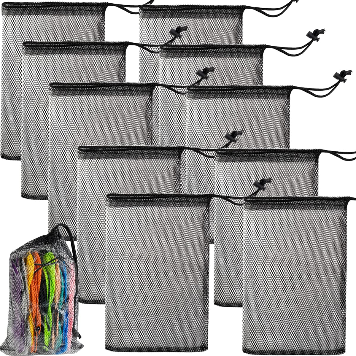 Photo 1 of GXXMEI 10PCS 8X12inch Nylon Mesh Drawstring Bags with Cord Lock Closure Delicates Laundry Bag For Washing Machine Small Gym Bag for Basketball, Volleyball, Football, Golf Stuff Balls