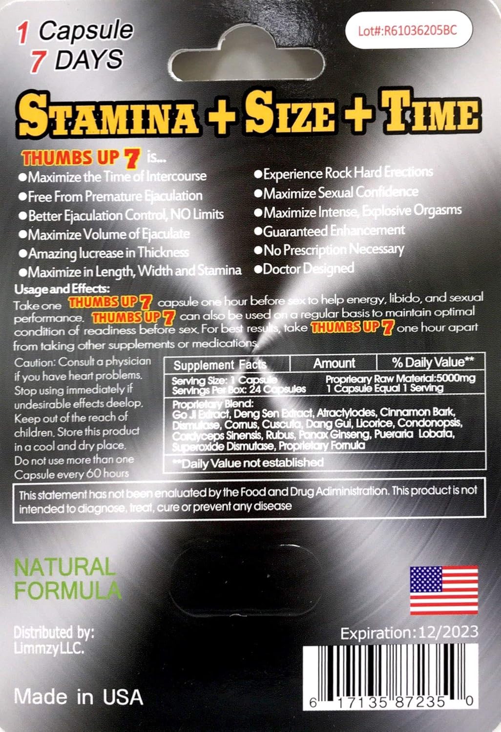 Thumbs Up 7 70K 24Pills in The Box Red Male Enhancing Natural Performance Pill The New Most Effective Natural Amplifier for Performance, Energy, and Endurance (RED(24PILLS)): Health & Personal Care